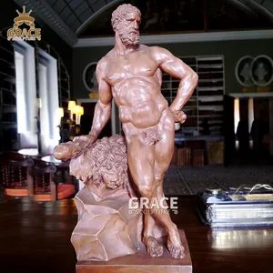 Outdoor Natuurlijke Marmeren Sculptuur Griekse Mythologie Levensgrote Hercules Standbeeld