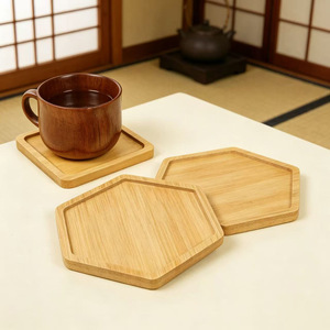 Posavasos hexagonales de bambú, alfombrillas de aislamiento térmico para tazas de té, para uso en mesa - Product Image 1