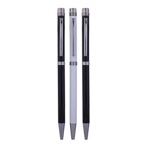 Stylos à bille en métal noir et argent classiques et fins avec impression personnalisée de marque et logo personnalisé - Product Image 3