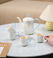 Service à thé en céramique de style européen, élégant et luxueux, résistant aux hautes températures, capacité de 250 ml, emballage en boîte couleur - Cadeau de mariage
