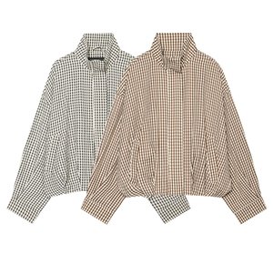 Groothandel vintage korte jassen geruite damesoverhemden schuine zakken rits lange mouwen buitenkleding herfst winter casual rits blouse 2026 - Product Image 5
