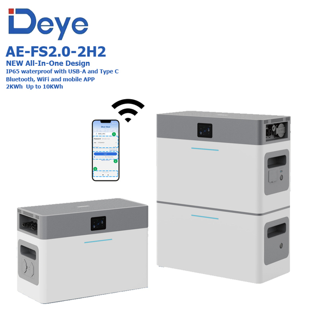 Deye AE-FS2.0-2H2 2kWh LiFePO4 All-In-One Design Battery 51.2V 40Ah Off-Grid Balcony Solar Energy Storage System
