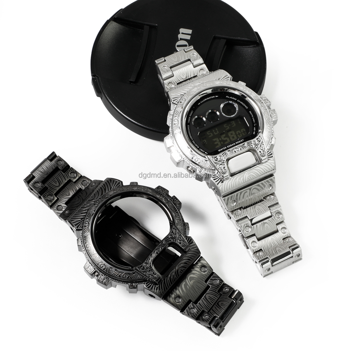 DW6900 Luxury Stainless Steel Mod Kit Carving Pattern Case & Band 