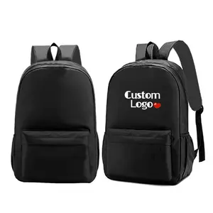 China Factory Price Good Quality Middle And High School Black Color Custom Logo Backpack School Book Bag