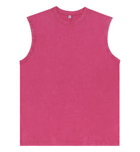 T-shirts sans manches pour hommes en coton 100% avec logo imprimé numérique personnalisé de haute qualité, effet délavé, style streetwear américain pour l'été - Product Image 5