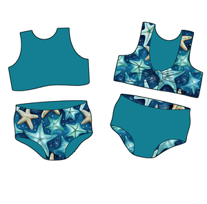 Sirena personalizzata principessa designer bambini <span class=keywords><strong>due</strong></span> pezzi costumi da bagno reversibili ragazze costumi da bagno - Product Image 3