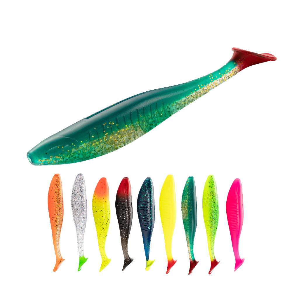 5pcs Soft Fishing Lures Lifelike 3D Plastic Bait Paddle Tail Fishing