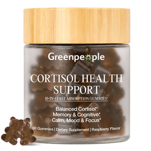 Gomitas de Cortisol Ashwagandha KSM-66 80mg, L-Teanina, GABA, 5-HTP, Cereza Ácida, Azafrán, B6, Suplemento para el Sueño y el Equilibrio Hormonal - Product Image 1
