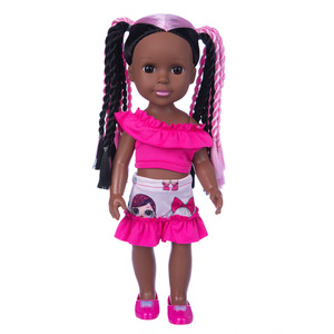 Muñeca Americana de 35 cm (14 Pulgadas) con Trenzas Rosas y Negras, Cabello Lacio, Juguete de Moda al por Mayor - Product Image 1