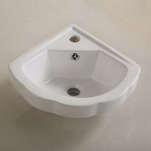 Lavabo de Esquina Triangular de Cerámica de Buena Calidad y Económico, Lavabo de Pared Pequeño para Baño - Product Image 6