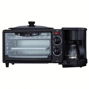 Appareil de petit-déjeuner électrique 3-en-1 en acier inoxydable : Four grille-pain, Poêle à frire, Cafetière, Surface antiadhésive, Économie d'énergie, Usage domestique - Product Image 4