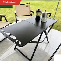 Table pliante tactique de camping en plein air, portable, en acier épaissi, avec protection contre le vent, équipement complet pour pique-nique en extérieur
