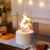 Cheminée au bioéthanol de table en stock dans l'UE, cheminée de table à café et à manger d'intérieur, foyer à alcool transparent avec tube en verre