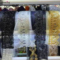 WTP Keering Fashion Red Lace Decorative Rhinestone Beaded Trimmings and Sewing Accessories