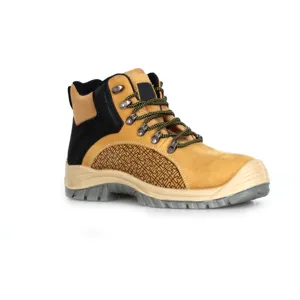 热焊重型棕色磨砂皮革最佳价格防滑钢趾安全工作鞋