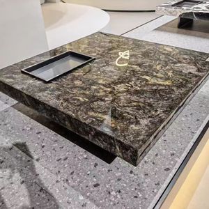 Table basse en marbre de haute qualité, motif de veinage naturel, mobilier en pierre, construction solide, meubles en pierre - Product Image 4