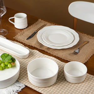 Service de table moderne en porcelaine blanche de style européen <span class=keywords><strong>italien</strong></span>, vaisselle en céramique minimaliste pour hôtel et restaurant - Product Image 5