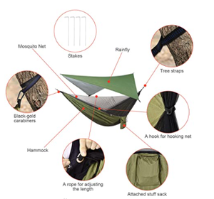 Woqi Léger hamac De Camping en plein air avec Pluie Mouche Bâche et <span class=keywords><strong>Moustiquaire</strong></span> En Nylon portable - Product Image 2