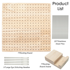 Kit de tablero de bloqueo de ganchillo de madera con 20 clavijas, <span class=keywords><strong>agujas</strong></span> de tejer, tablero de bloqueo, juego de tablero de gancho de ganchillo de hilo para manualidades DIY - Product Image 3