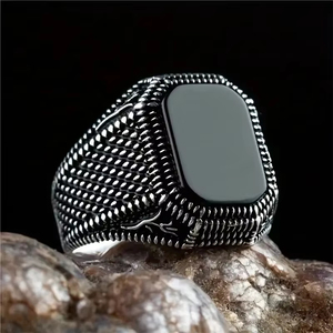 ZhuQian Wholesale Square Black Zircon Mens <strong>Watch</strong> <strong>Rings</strong> Punk Motor Biker Turkish Signet Unique Personality Dainty Jewelry - Product Image 1