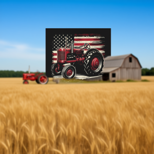 T-shirt agricole patriotique avec drapeau américain, Old Farmall Cub Tractor - Product Image 3