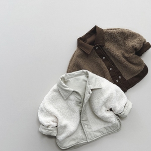 Automne hiver enfants filles garçons <span class=keywords><strong>Sherpa</strong></span> polaire épaissir chaud des deux côtés solide doux rétro manteau enfants veste - Product Image 4