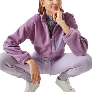 Chaqueta de Forro Polar con Cierre de Cremallera de Invierno Personalizada al por Mayor, Chaquetas de Forro Polar con Media Cremallera, Suéter Tipo Pullover, Chaqueta para Mujer - Product Image 2