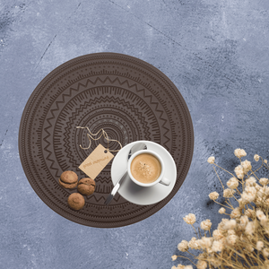 2025 High Grade Classic Round <b>Leather</b> Table Mat PVC Kitchen Wedding Mat is customizable - Product Image 1