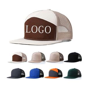 Customized LOGO Richardson 168 Cotton Trucker <b>Hat</b> Breathable 7 Panel <b>Flat</b> Brim Baseball Cap Wholesale - Product Image 1