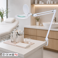 Lampe loupe à pince avec bras articulé métallique double articulation, cache-poussière, loupe en verre, design sans clip, lumière pour travaux de broderie