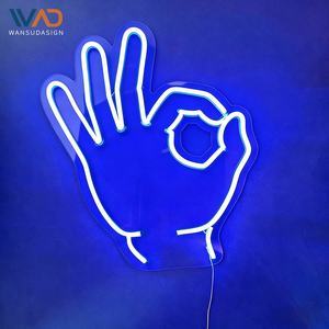 Vente en gros usine : Enseigne néon LED geste OK, intensité réglable, décoration murale, veilleuse pour salle de jeux, lampe d'ambiance tendance pour maison et bureau - Product Image 1