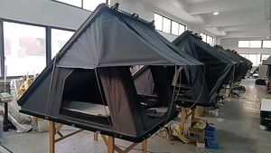 Tienda de campaña resistente a los rayos UV de diseño de lujo, tienda de campaña al aire libre para coche, tienda rígida para acampar en la azotea con escalera de aleación de aluminio negro - Product Image 5