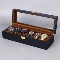 Boîte de rangement en bois pour montre mécanique haut de gamme, modèle PAVIA, peinture noire mate
