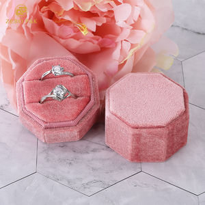 Boîtes d'emballage de bijoux de mariage en velours personnalisées Zebo en gros, boîtes d'emballage de luxe pour bagues et cadeaux - Product Image 3