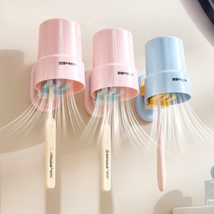 Suction Cup Wall Mounted <b>Toothbrush</b> <b>Holder</b> with Cup Storage Rack for <b>Toothbrush</b> Toothpaste Squeezer Bathroom Organizers - Product Image 1