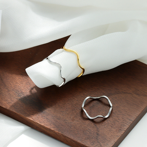 批发批量925纯银戒指简单波浪戒指18k镀金女性 - Product Image 5