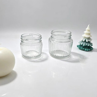 150ml 250ml 380ml 500ml Lege dikke glazen weckpotten met verticale strepen en deksels voor voedsel, augurken, fruitconserven en jam