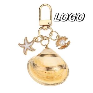 X48 New Beach Simulation Sea <b>Conch</b> Starfish Pentagram Pearl Key Chain Summer Women Purse Bag Charms Decoration Keychain - Product Image 1