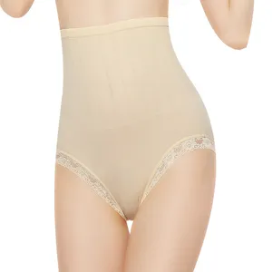 Pantalones cortos moldeadores de cintura alta para mujer, bragas de encaje sin costuras para adelgazar, Control de barriga