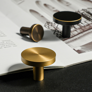 DOOROOM Bronze Round Brass <strong>Door</strong> Handle Cabinet <strong>Knob</strong> Button Furniture Handle Dresser Drawer Pulls - Product Image 6