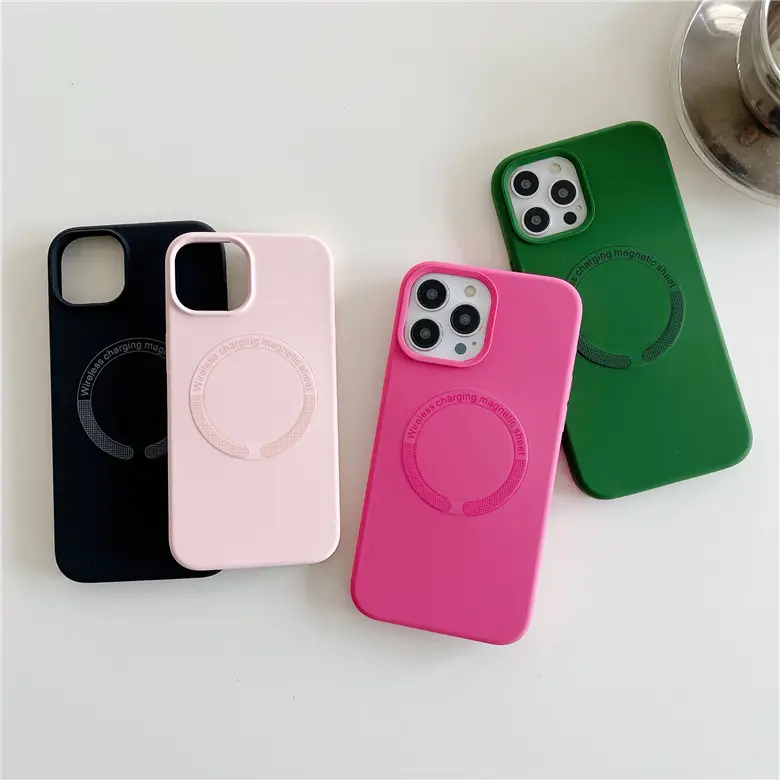 Magnetic Silicone Phone Case For iPhone 11 12 13 Pro Max 14 Plus Luxury Wireless Charger Safe Cover Accessories