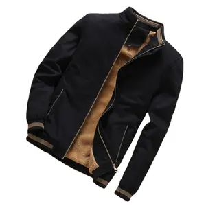 Chaquetas Bomber para hombre, prendas de vestir informales de lana gruesa y cálida, cazadora caqui, otoño