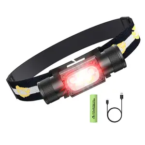 New Design Factory Directly Sale Aluminum Alloy Material Waterproof Rechargeable Red Headlight Flashlight