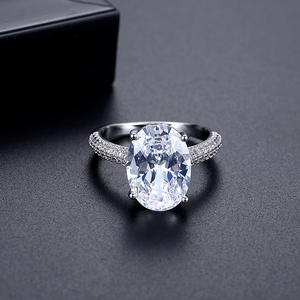 LUOTEEMI Ovale Vorm Duiven Eieren Clear Zirconia Grote CZ Steen Sieraden Vinger Ringen voor Vrouwen Party Geschenken Luxe Sieraden - Product Image 4