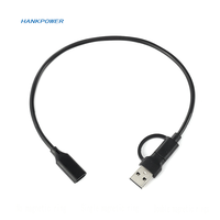 Câble de charge USB 2-en-1 Type C mâle vers Type C femelle 2 cœurs 0,3m 1m