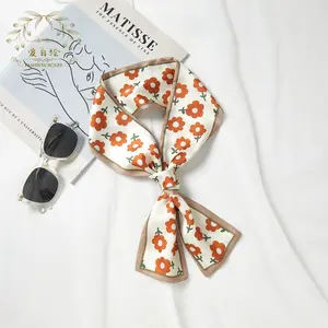 double-sided printed floral pattern shawl scarf Korean version long strip hair accessories thin scarf