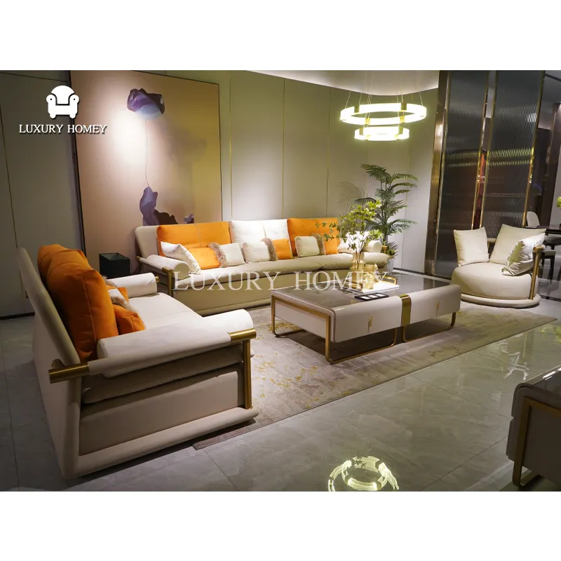Ensemble de canapés de luxe au design italien, meubles de salon en bois massif, meubles modernes en bois, canapé, salon, villa, canapés pour la maison