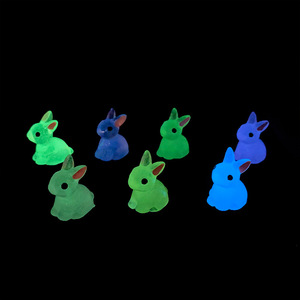 Glow In The Dark Rabbit Miniature <b>Ornament</b> Resin Figurine For Bedroom <b>Easter</b> Decor Multi Piece Package Modern Design - Product Image 1