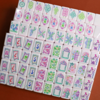 Set Mahjong Akrilik Ramah Lingkungan Tahan Lama untuk 4 Pemain, 160 Ubin, Portabel, Mewah, Dapat Disesuaikan, Dicampur Secara Manual, Hadiah untuk Rumah