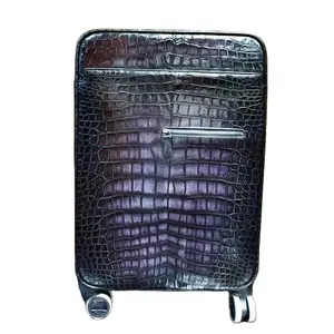 Wholesale factory Price genuine patina crocodile skin leather trolley bag luxury leather luggage travel bags trolley cases